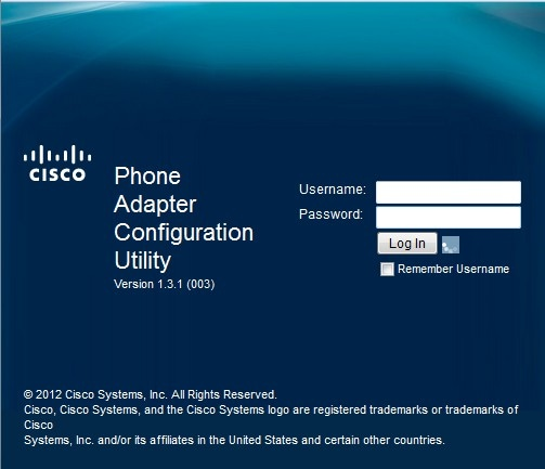 Cisco SPA122 web configuration utility login page