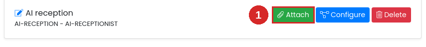 The AI reception profile row with the Attach button highlighted