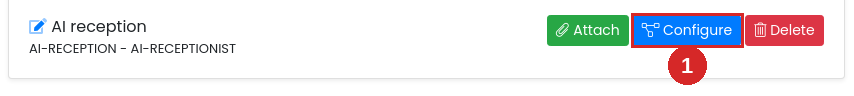 The new AI reception profile in the list with its Configure button highlighted